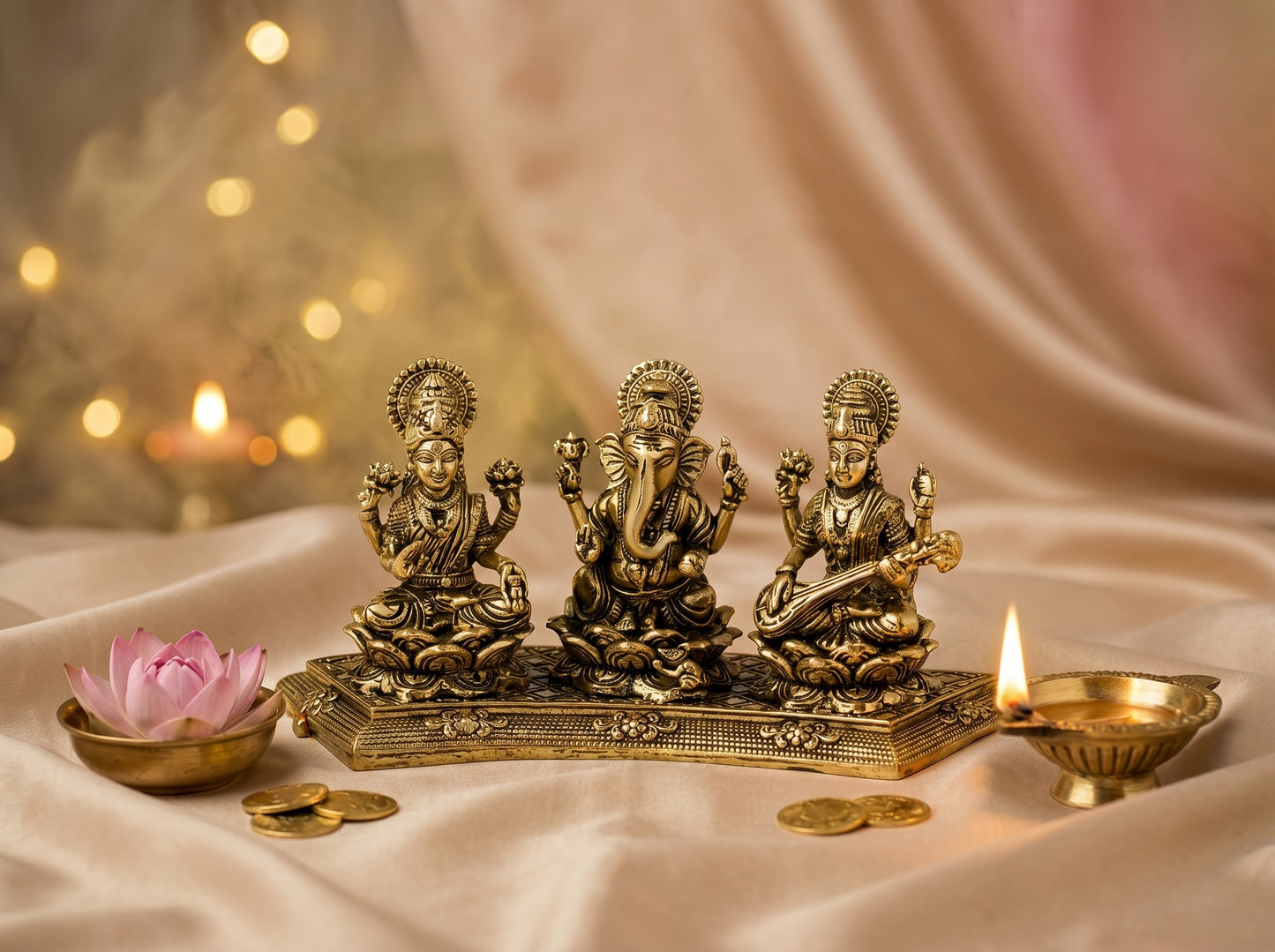 Lakshmi Ganesh Saraswati (Hollow)